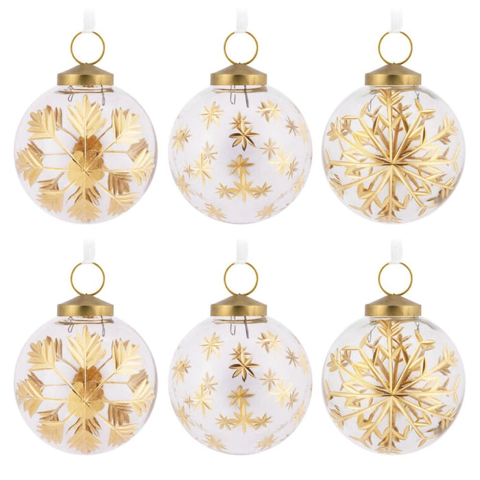 Hallmark : Signature Gold - Etched Glass Hallmark Ornaments - Set of 6 - Hallmark : Signature Gold - Etched Glass Hallmark Ornaments - Set of 6