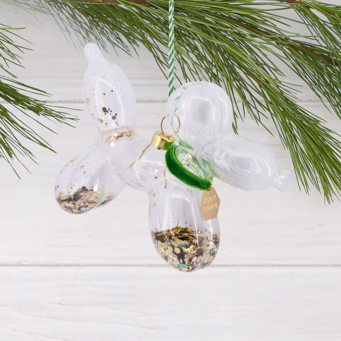 Hallmark : Signature Green and Gold Balloon Dog Glass Hallmark Ornament - Hallmark : Signature Green and Gold Balloon Dog Glass Hallmark Ornament