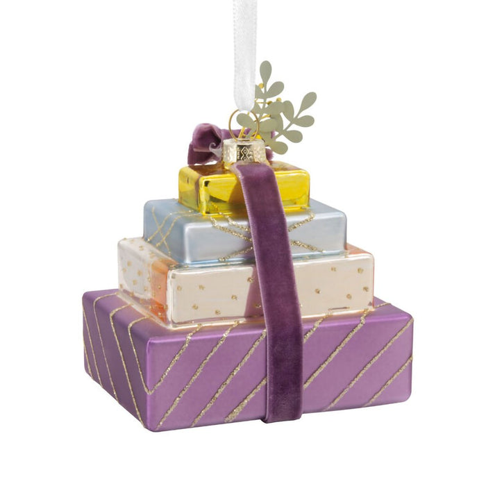 Hallmark : Signature Pretty Presents Glass and Fabric Hallmark Ornament - Hallmark : Signature Pretty Presents Glass and Fabric Hallmark Ornament