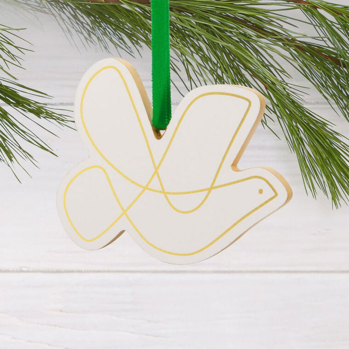 Hallmark : Signature White and Gold Dove Wood Hallmark Ornament - Hallmark : Signature White and Gold Dove Wood Hallmark Ornament