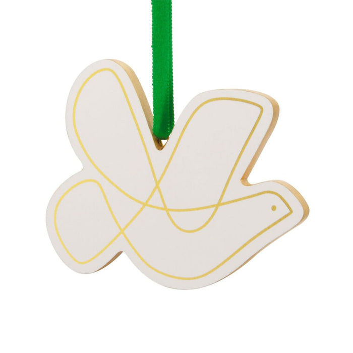 Hallmark : Signature White and Gold Dove Wood Hallmark Ornament - Hallmark : Signature White and Gold Dove Wood Hallmark Ornament