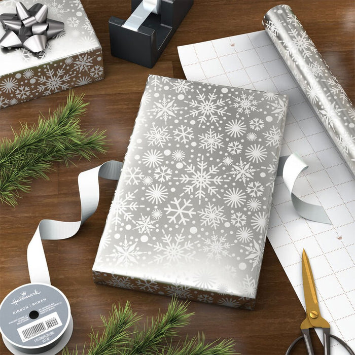 Hallmark : Snowflakes on Metallic Silver Jumbo Holiday Wrapping Paper Roll, 54 sq. ft. - Hallmark : Snowflakes on Metallic Silver Jumbo Holiday Wrapping Paper Roll, 54 sq. ft.