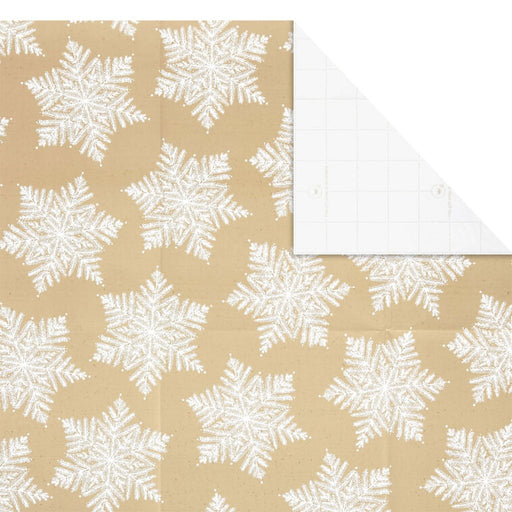 Hallmark : Snowflakes on Tan 3 - Pack Holiday Flat Wrapping Paper Bundle - Hallmark : Snowflakes on Tan 3 - Pack Holiday Flat Wrapping Paper Bundle