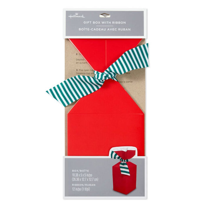 Hallmark : Solid Red Christmas Vertical Treat Box With Tie - Hallmark : Solid Red Christmas Vertical Treat Box With Tie