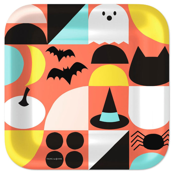 Hallmark : Spooky Icons Colorblock Halloween Dessert Plates, Pack of 8 - Hallmark : Spooky Icons Colorblock Halloween Dessert Plates, Pack of 8