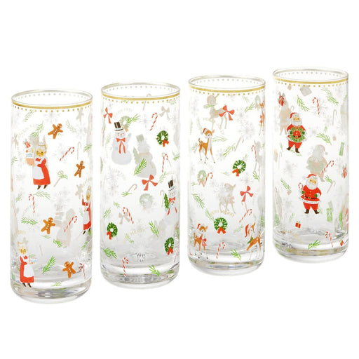 Hallmark : Vintage Santa and Friends Drinking Glasses, Set of 4 - Hallmark : Vintage Santa and Friends Drinking Glasses, Set of 4