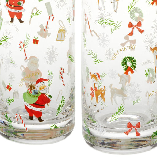 Hallmark : Vintage Santa and Friends Drinking Glasses, Set of 4 - Hallmark : Vintage Santa and Friends Drinking Glasses, Set of 4