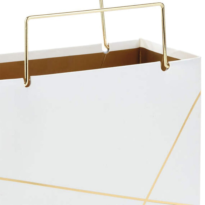 Hallmark : White With Gold Small Square Gift Bag, 5.5" - Hallmark : White With Gold Small Square Gift Bag, 5.5"