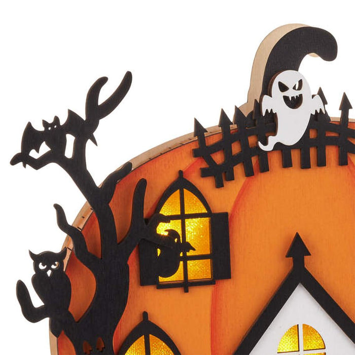 Hallmark : Wide Light - Up Pumpkin House Halloween Decoration - Hallmark : Wide Light - Up Pumpkin House Halloween Decoration