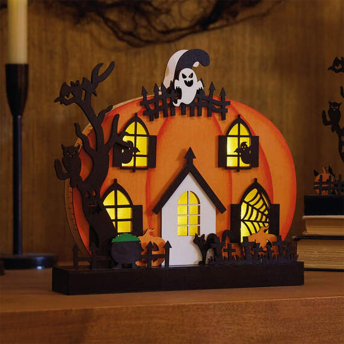 Hallmark : Wide Light - Up Pumpkin House Halloween Decoration - Hallmark : Wide Light - Up Pumpkin House Halloween Decoration