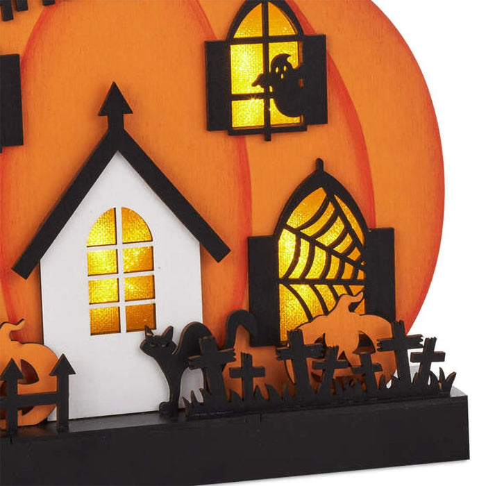 Hallmark : Wide Light - Up Pumpkin House Halloween Decoration - Hallmark : Wide Light - Up Pumpkin House Halloween Decoration