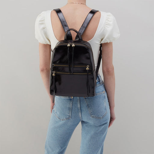 HOBO : Billie Backpack in Polished Leather - Black - HOBO : Billie Backpack in Polished Leather - Black
