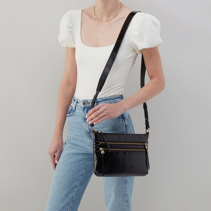 HOBO : Billie Crossbody in Polished Leather - Black - HOBO : Billie Crossbody in Polished Leather - Black