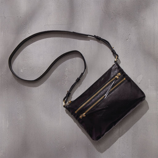 HOBO : Billie Crossbody in Polished Leather - Black - HOBO : Billie Crossbody in Polished Leather - Black