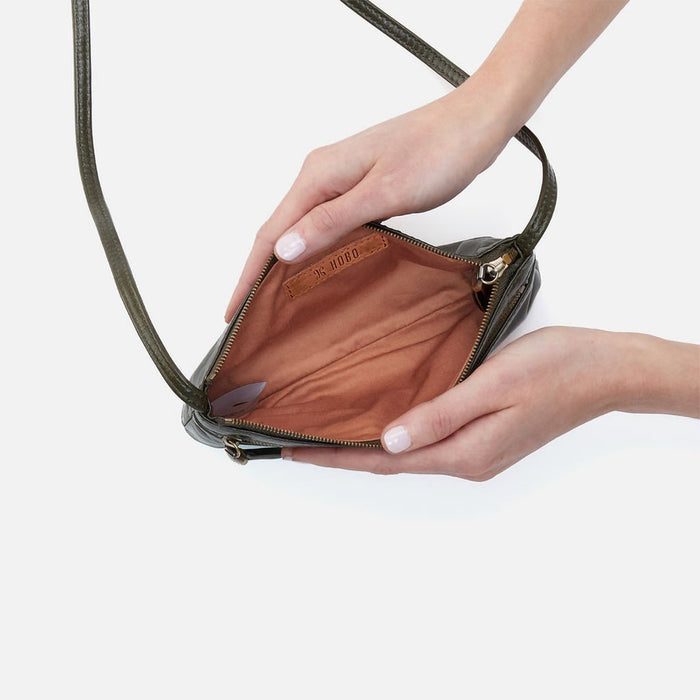 HOBO : Cara Crossbody in Polished Leather - Deep Moss - HOBO : Cara Crossbody in Polished Leather - Deep Moss