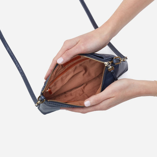 HOBO : Darcy Crossbody in Polished Leather - Blue Stone - HOBO : Darcy Crossbody in Polished Leather - Blue Stone