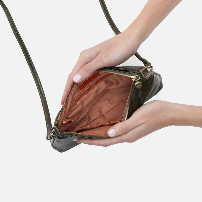 HOBO : Darcy Crossbody in Polished Leather - Deep Moss - HOBO : Darcy Crossbody in Polished Leather - Deep Moss