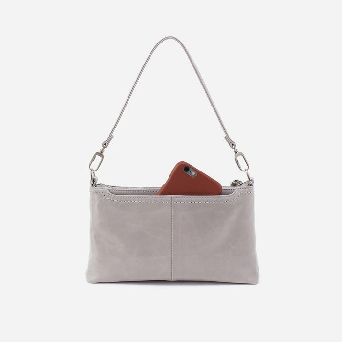 HOBO : Darcy Crossbody in Polished Leather - Light Grey - HOBO : Darcy Crossbody in Polished Leather - Light Grey