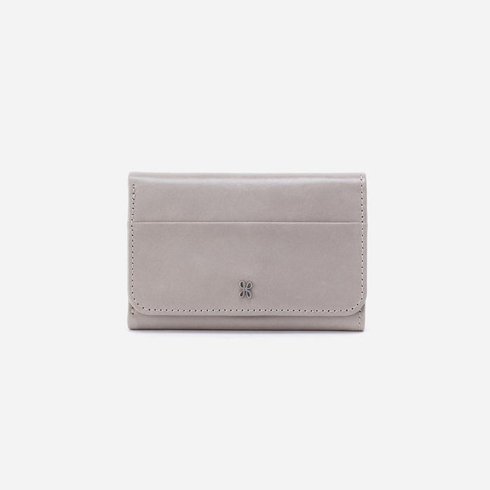 HOBO : Jill Trifold Wallet in Polished Leather - Light Grey - HOBO : Jill Trifold Wallet in Polished Leather - Light Grey