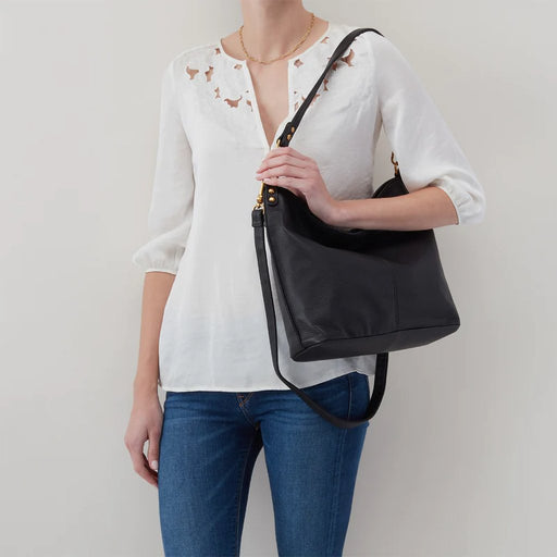 HOBO : Pier Shoulder Bag in Pebbled Leather - Black - HOBO : Pier Shoulder Bag in Pebbled Leather - Black