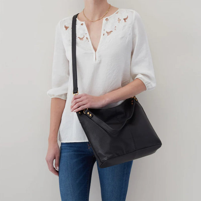 HOBO : Pier Shoulder Bag in Pebbled Leather - Black - HOBO : Pier Shoulder Bag in Pebbled Leather - Black