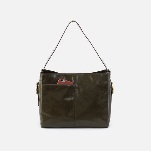 HOBO : Render Shoulder Bag In Polished Leather - Deep Moss - HOBO : Render Shoulder Bag In Polished Leather - Deep Moss