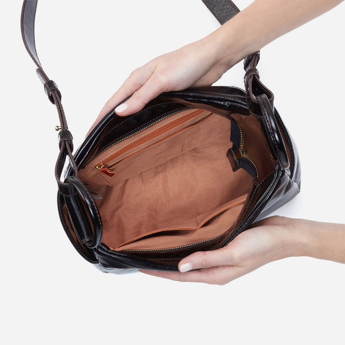 Hobo : Sheila Crossbody in Polished Leather - Black - Hobo : Sheila Crossbody in Polished Leather - Black