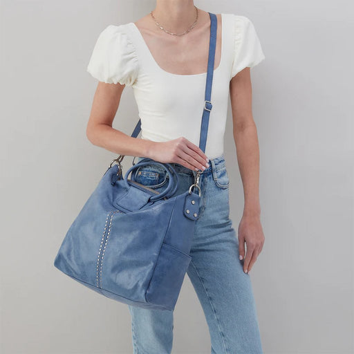 HOBO : Sheila Large Satchel in Buffed Leather - Azure - HOBO : Sheila Large Satchel in Buffed Leather - Azure