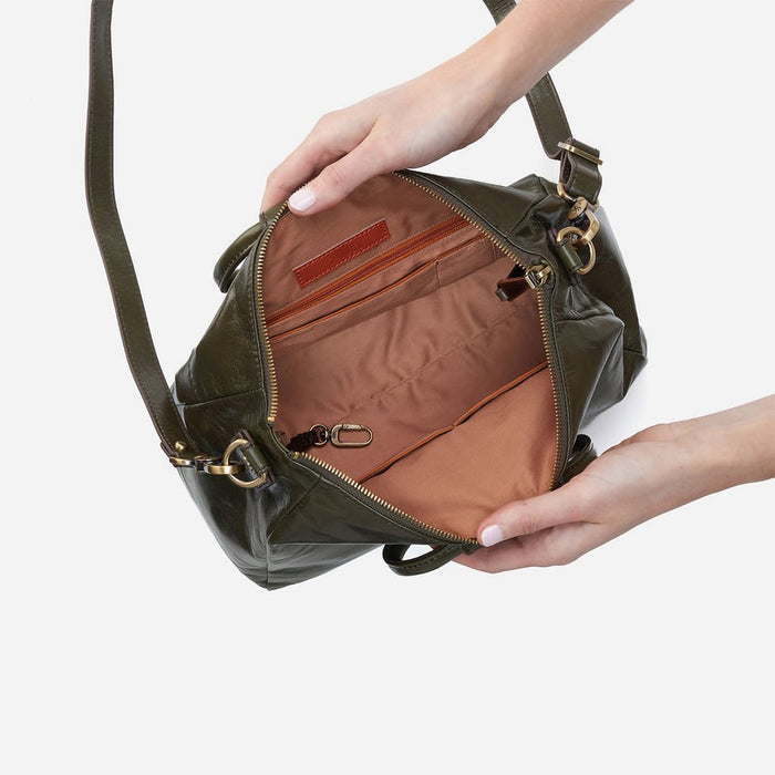 Hobo : Sheila Medium Satchel in Polished Leather - Deep Moss - Hobo : Sheila Medium Satchel in Polished Leather - Deep Moss