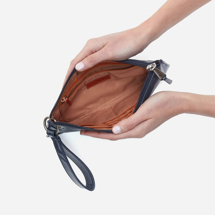 HOBO : Vida Wristlet in Polished Leather - Blue Stone - HOBO : Vida Wristlet in Polished Leather - Blue Stone