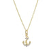 Gold necklace with an anchor pendant on a white background