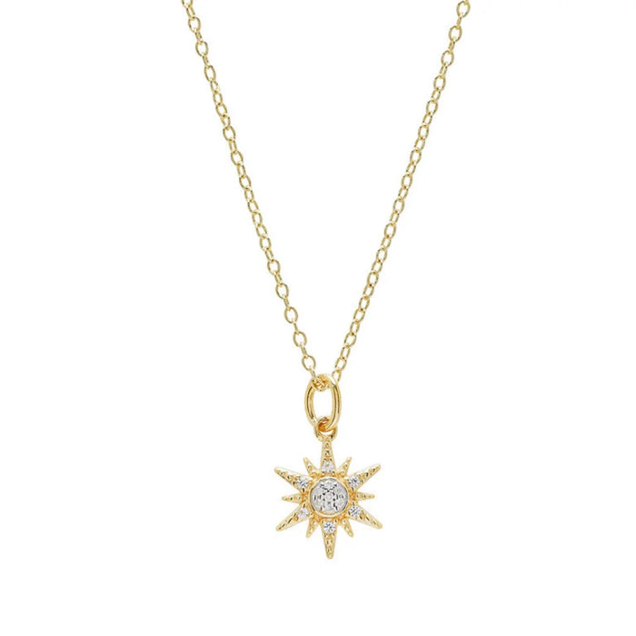white Sapphire Sun Necklace on a white background