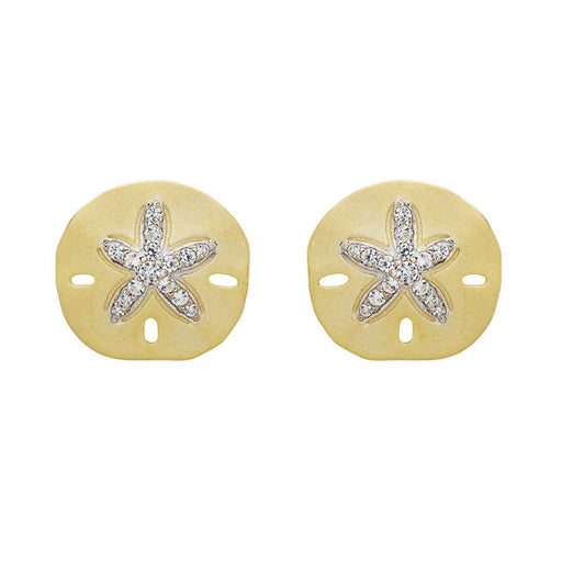 Shanore : 14kt Gold Vermeil White Sapphire Sand Dollar Earrings