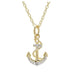 Ship anchor Gold with crystal accents  Shanore necklace on a white background  