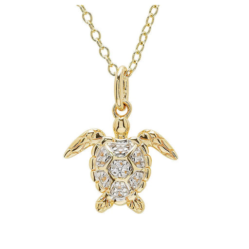 White Sapphire Turtle Necklace in a white background