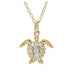 White Sapphire Turtle Necklace in a white background