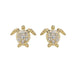 White Sapphire Turtle Earrings on a white background