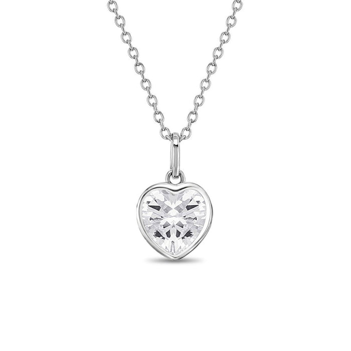 In Season Jewelry : CZ Birthstone Heart Girls Necklace - April - In Season Jewelry : CZ Birthstone Heart Girls Necklace - April