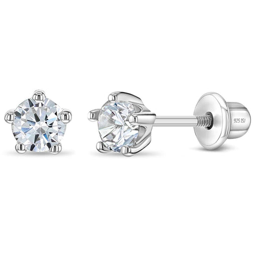 In Season Jewelry : CZ Birthstone Solitaire Children Earrings - April - In Season Jewelry : CZ Birthstone Solitaire Children Earrings - April