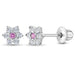 In Season Jewelry : CZ Cluster Flower Girls Earrings - Clear and Pink - In Season Jewelry : CZ Cluster Flower Girls Earrings - Clear and Pink