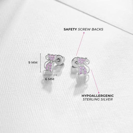 In Season Jewelry : CZ Sassy Kitty Cat Girl Earrings - Pink - In Season Jewelry : CZ Sassy Kitty Cat Girl Earrings - Pink