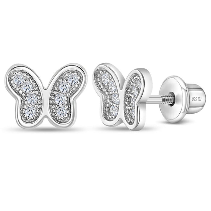 In Season Jewelry : Petite CZ Butterfly Girl Earrings - Clear - In Season Jewelry : Petite CZ Butterfly Girl Earrings - Clear