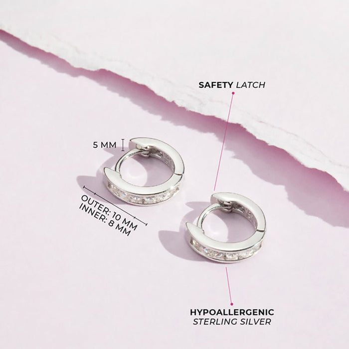 In Season Jewelry : Small Channel Set CZ Hoop Earrings - Clear - In Season Jewelry : Small Channel Set CZ Hoop Earrings - Clear