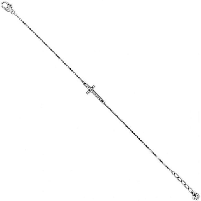 Brighton - Inner Shine Cross Anklet - Silver heart anklet-Crystal heart anklet-Women’s anklet jewelry - Anklets - Brighton jewelry - Adjustable silver anklet - Brighton heart charm anklet