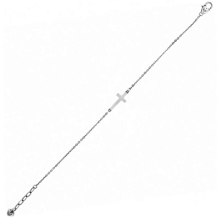 Brighton - Inner Shine Cross Anklet - Silver heart anklet-Crystal heart anklet-Women’s anklet jewelry - Anklets - Brighton jewelry - Adjustable silver anklet - Brighton heart charm anklet