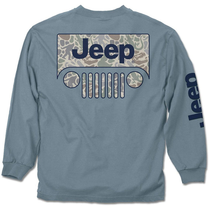 Jeep® : Grille Camo Easter Egg Long Sleeve Shirt in Ice Blue - Jeep® : Grille Camo Easter Egg Long Sleeve Shirt in Ice Blue