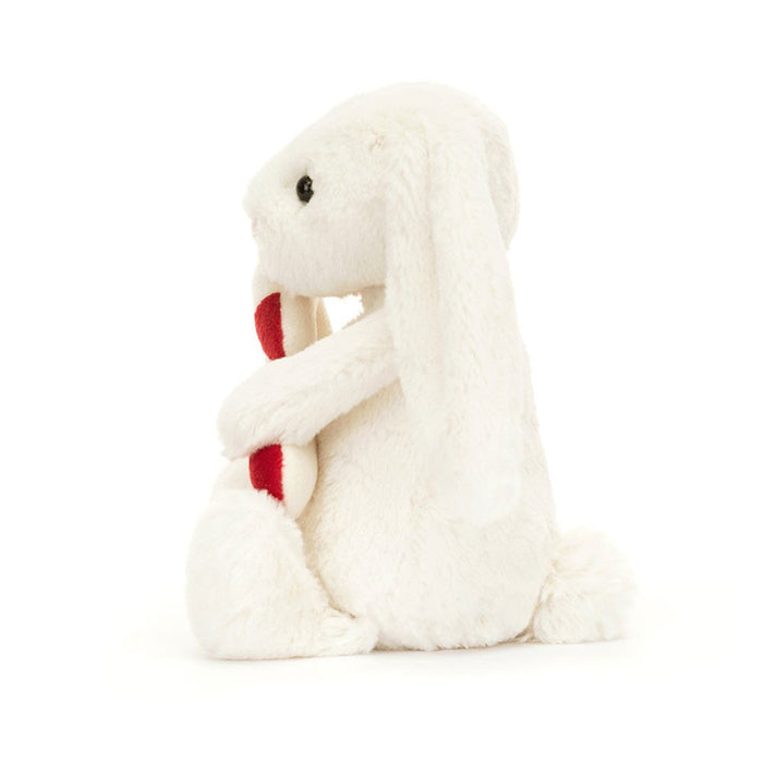 Jellycat : Bashful Bunny with Candy Cane - Jellycat : Bashful Bunny with Candy Cane