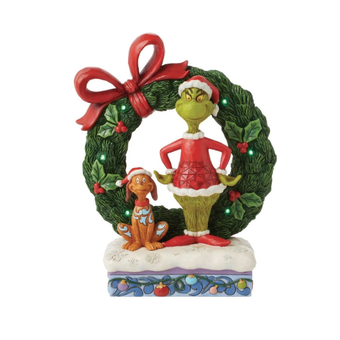 Jim Shore : Grinch & Max in Wreath Fig - Jim Shore : Grinch & Max in Wreath Fig