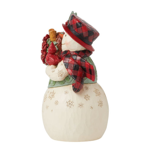 Jim Shore : Highland Glen Snowman Basket Figurine - Jim Shore : Highland Glen Snowman Basket Figurine