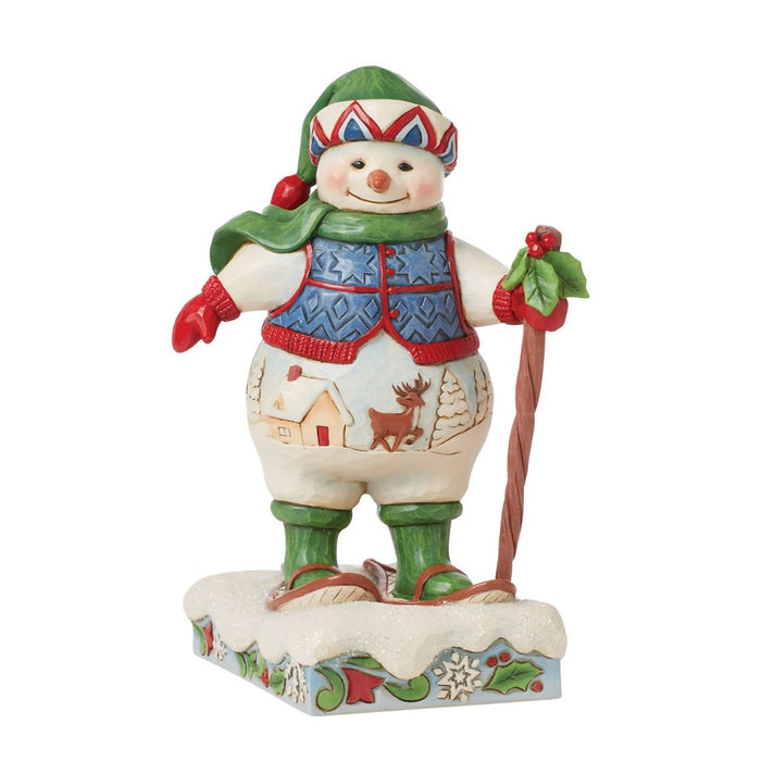 Jim Shore : Snowman wearing Snowshoes Figurine - Jim Shore : Snowman wearing Snowshoes Figurine